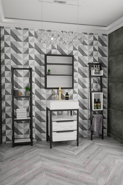 Изображение товара Стеллаж Millwood Венеция 40x30x159.5 (дуб белый Craft/металл черный)