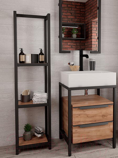 Изображение товара Стеллаж Millwood Венеция 40x30x159.5 (дуб табачный Craft/металл черный)
