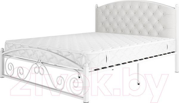 Изображение товара Двуспальная кровать Князев Мебель Бали БИ.180.200.Б (белый муар)
