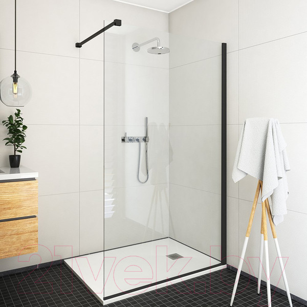 Изображение товара Душевая стенка Roth ECWALK/1000 (черный/прозрачное стекло)