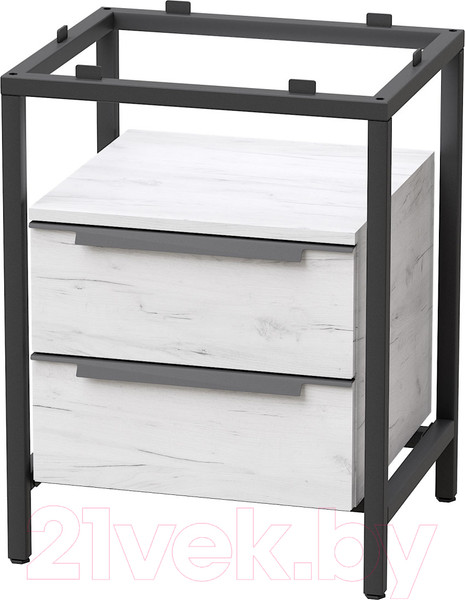 Изображение товара Тумба под умывальник Millwood Венеция 1 59x49x76.5 (дуб белый Craft/металл черный)