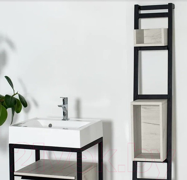 Изображение товара Тумба под умывальник Millwood Венеция 1 59x49x76.5 (дуб белый Craft/металл черный)