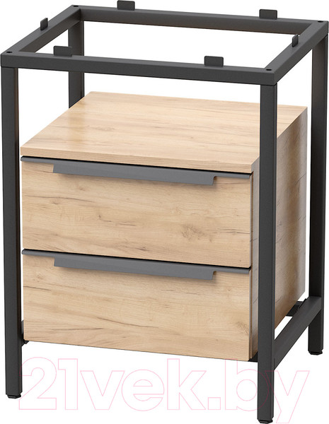 Изображение товара Тумба под умывальник Millwood Венеция 1 59x49x76.5 (дуб золотой Craft/металл черный)