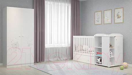 Изображение товара Шкаф Polini Kids French 1230 Teddy (белый)