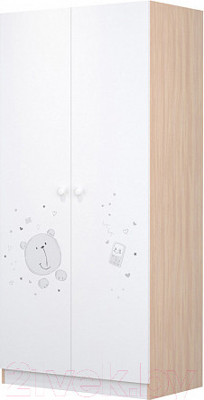 Изображение товара Шкаф Polini Kids French 1230 Teddy / 0001589.62 (белый/дуб пастельный)