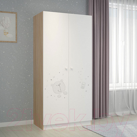 Изображение товара Шкаф Polini Kids French 1230 Teddy / 0001589.62 (белый/дуб пастельный)