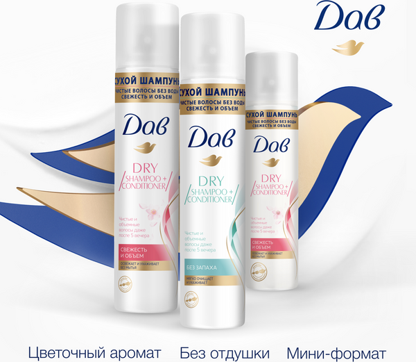 Изображение товара Сухой шампунь для волос Dove Без запаха (250мл)