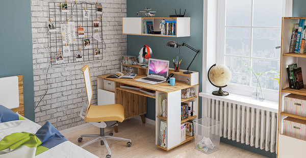 Изображение товара Письменный стол Мебель-Неман Сканди МН-036-25 (дуб вотан/белый)