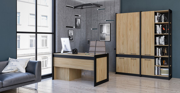 Изображение товара Шкаф Мебель-Неман Стенли МН-037-09 (дуб прованс/черный)