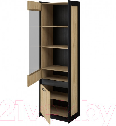 Изображение товара Шкаф с витриной Мебель-Неман Стенли МН-037-12 (дуб прованс/черный)