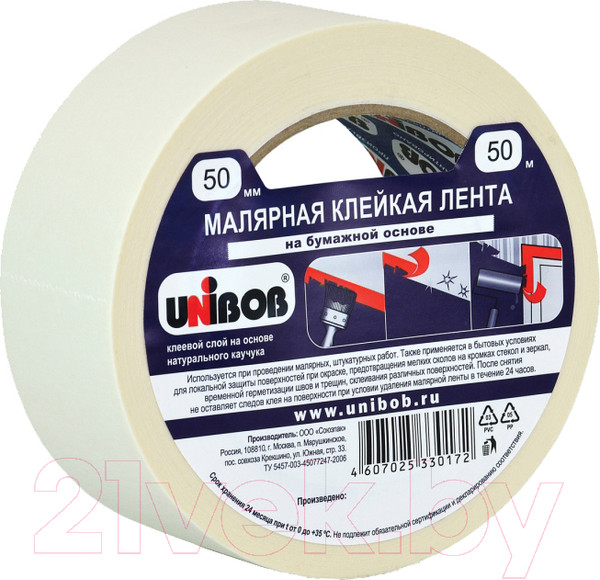 Изображение товара Лента малярная Unibob 50мм x 50м / 28139