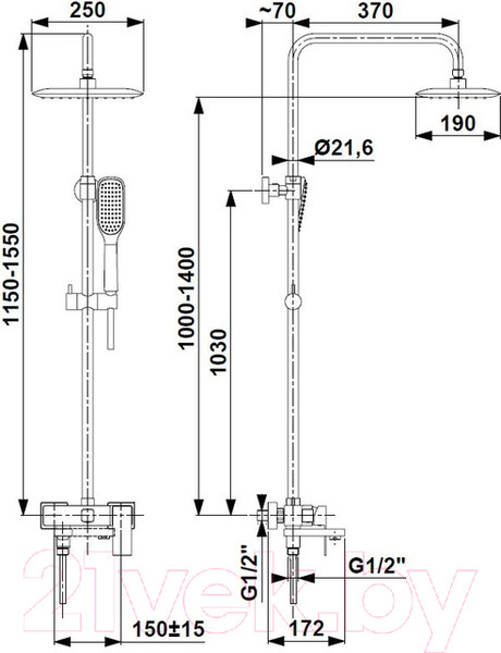 Изображение товара Душевая система со смесителем Armatura Logon 5136-915-00