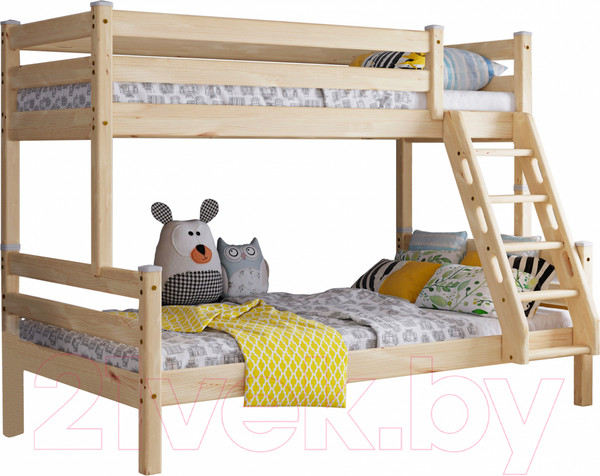 Изображение товара Двухъярусная кровать детская Мебельград Адель (прозрачный лак)