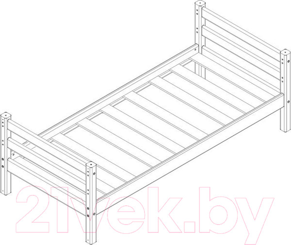 Изображение товара Односпальная кровать Мебельград Соня вариант 1 (массив сосны прозрачный лак)