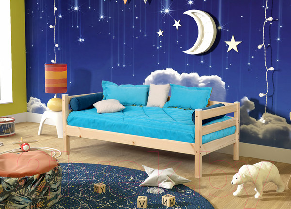 Изображение товара Кровать-тахта Мебельград Соня вариант 2 (массив сосны прозрачный лак)