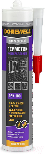 Изображение товара Герметик силиконовый Donewell Универсальный / DSK100 (260мл, прозрачный)
