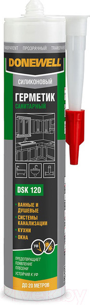 Изображение товара Герметик силиконовый Donewell Санитарный / DSK120 (260мл, прозрачный)
