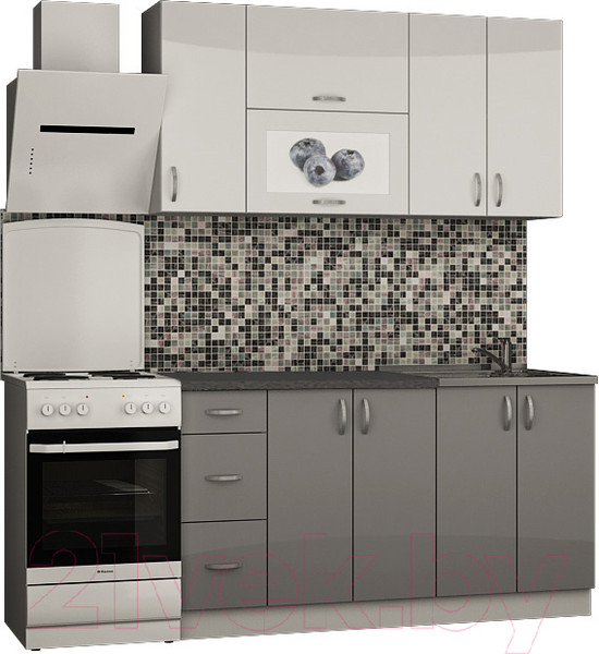 Изображение товара Кухонный гарнитур Senira Вяселка 3 1.5м 3б (белый кристальный/шторм)