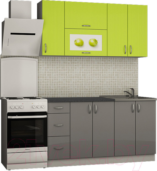 Изображение товара Кухонный гарнитур Senira Вяселка 3 1.5м 3ж (лайм/шторм)