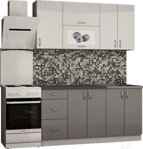 Изображение товара Кухонный гарнитур Senira Вяселка 3 1.6м 4б (белый кристальный/шторм)