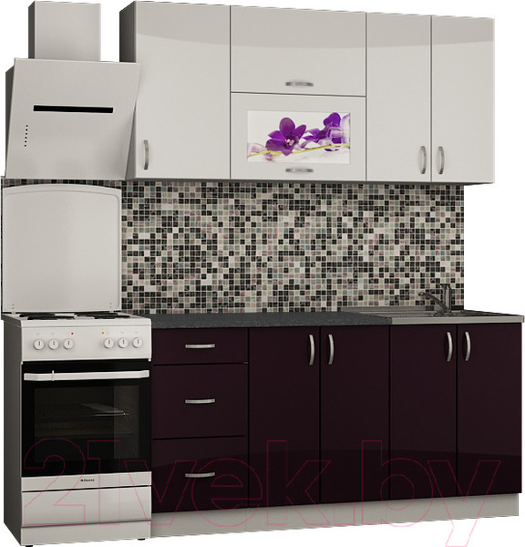 Изображение товара Кухонный гарнитур Senira Вяселка 3 1.6м 4в (белый кристальный/черная смородина)