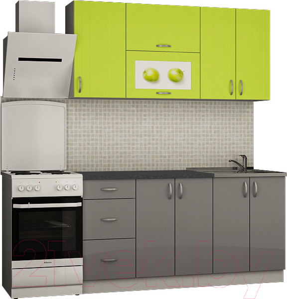 Изображение товара Кухонный гарнитур Senira Вяселка 3 1.6м 4ж (лайм/шторм)
