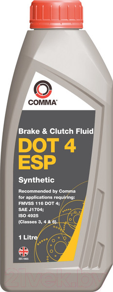 Изображение товара Тормозная жидкость Comma DOT 4 ESP / BF4ESP1L (1л)
