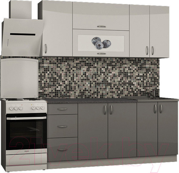 Изображение товара Кухонный гарнитур Senira Вяселка 3 1.8м 6б (белый кристальный/шторм)