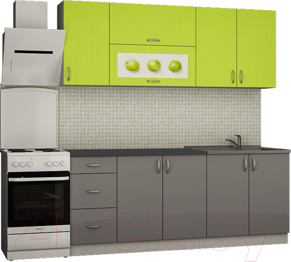 Изображение товара Кухонный гарнитур Senira Вяселка 3 2.0м 7ж (лайм/шторм)