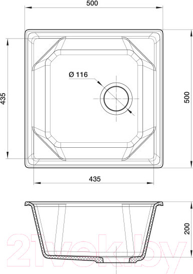 Изображение товара Мойка кухонная GranFest GF-U-500 (иней)