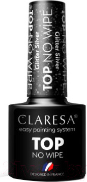 Изображение товара Топ для гель-лака Claresa Top No Wipe Glitter Silver без лип слоя с серебристым шиммером (5мл)
