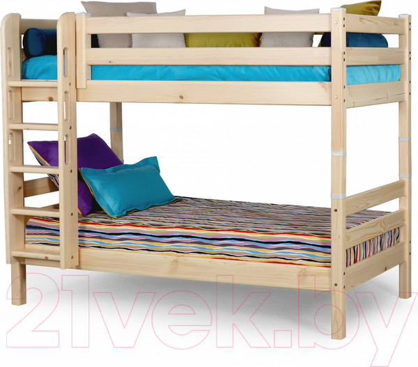 Изображение товара Двухъярусная кровать Мебельград Соня вариант 9 (массив сосны прозрачный лак)