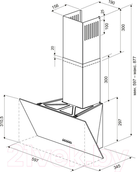Изображение товара Вытяжка наклонная Krona Helga 600 Black S / КА-00001301