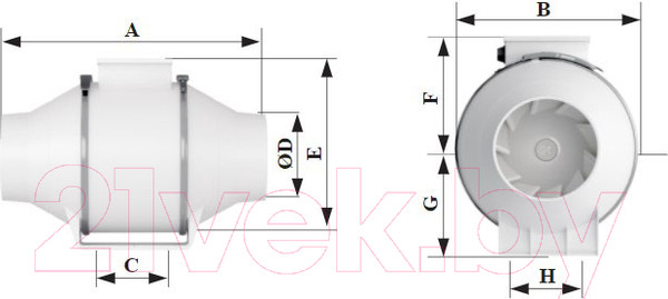 Изображение товара Вентилятор канальный ERA D 200 / Typhoon 200 2SP