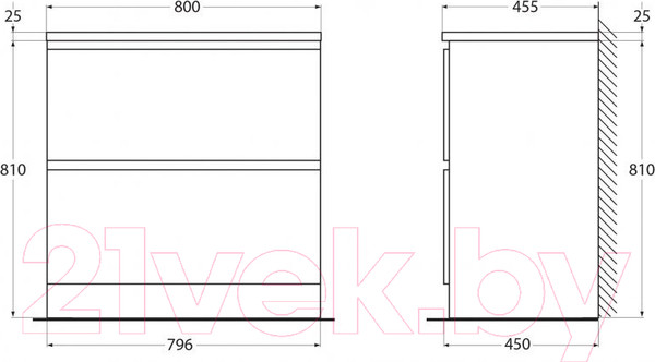 Изображение товара Тумба под умывальник BelBagno Albano-800-2C-PIA-PS