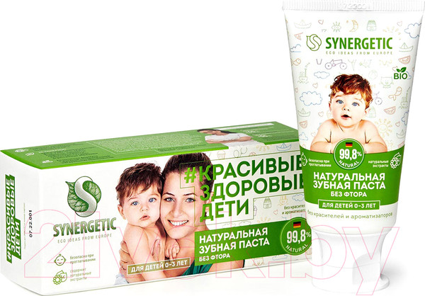 Изображение товара Зубная паста Synergetic Липа и ромашка от 0 до 3 лет (50г)