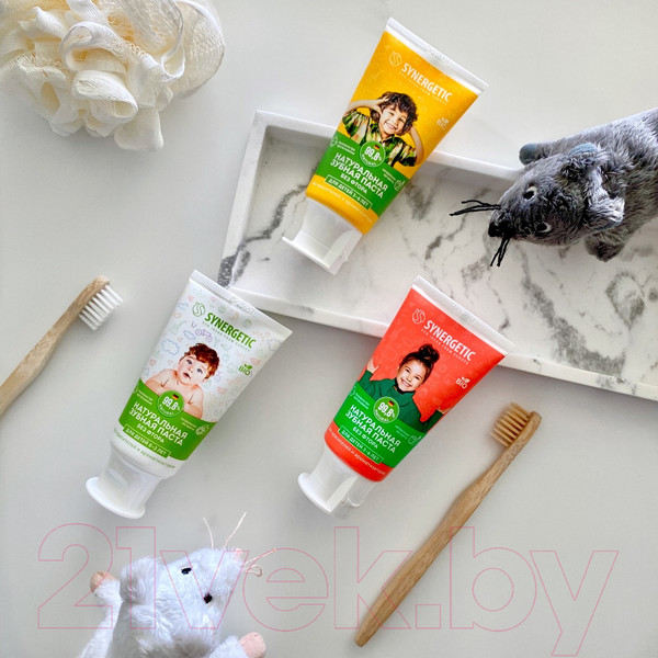 Изображение товара Зубная паста Synergetic Липа и ромашка от 0 до 3 лет (50г)