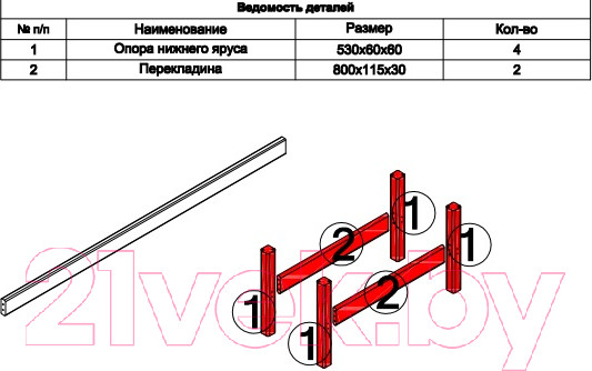 Изображение товара Комплект опор для кровати Мебельград Соня пакет №12 (массив сосны лаванда)