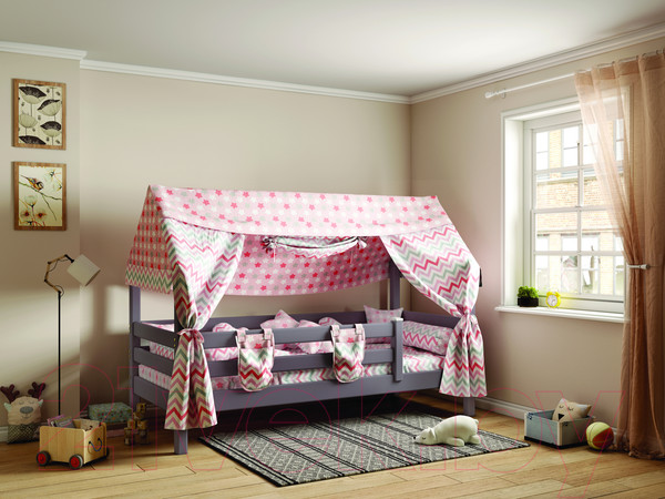 Изображение товара Стилизованная кровать детская Мебельград Соня с надстройкой (лаванда)