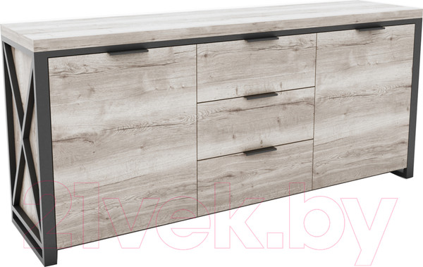 Изображение товара Тумба Hype Mebel Цезарь 120x40 (черный/древесина белая)