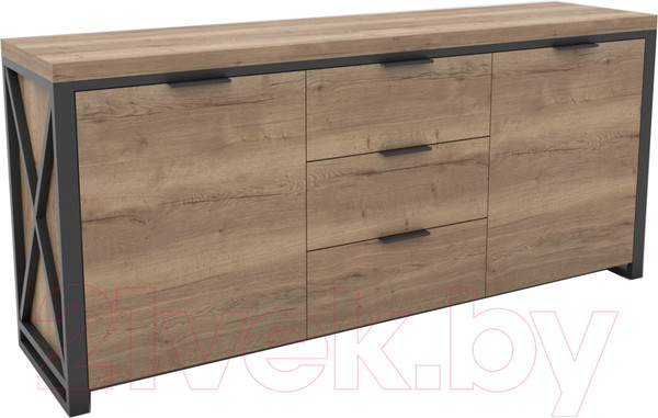 Изображение товара Тумба Hype Mebel Цезарь 150x40 (черный/дуб галифакс натуральный)