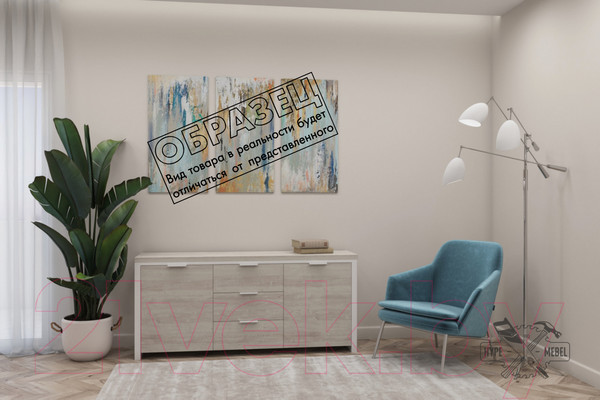 Изображение товара Тумба Hype Mebel Цезарь 150x40 (белый/дуб галифакс олово)