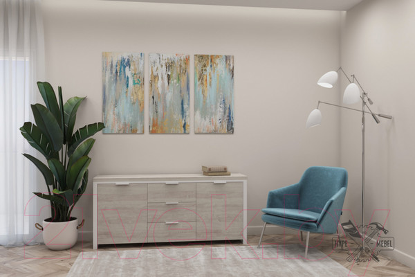 Изображение товара Тумба Hype Mebel Цезарь 150x40 (белый/древесина белая)