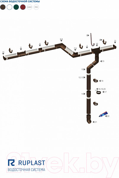 Изображение товара Желоб Ruplast RAL 8014 (3м, коричневый)