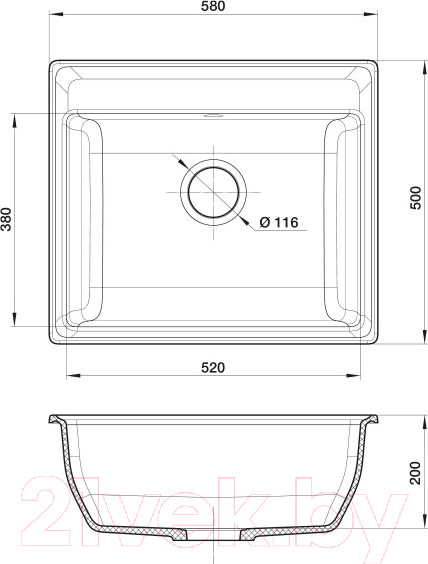 Изображение товара Мойка кухонная GranFest GF-V580 (черный)