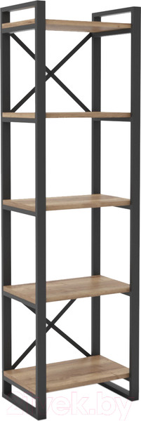 Изображение товара Стеллаж Hype Mebel Стандарт 80x200 (черный/дуб галифакс натуральный)