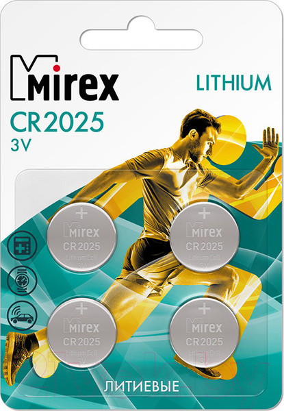 Изображение товара Комплект батареек Mirex CR2025 3V / CR2025-E4 (4шт)