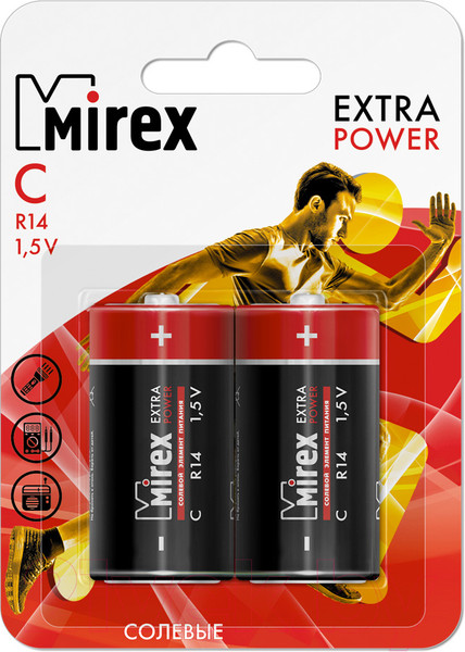 Изображение товара Комплект батареек Mirex R14 C 1.5V / 23702-ER14-E2 (2шт)