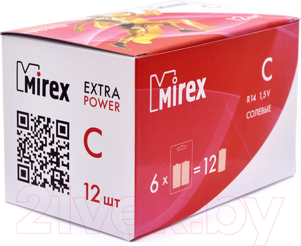 Изображение товара Комплект батареек Mirex R14 C 1.5V / 23702-ER14-E2 (2шт)