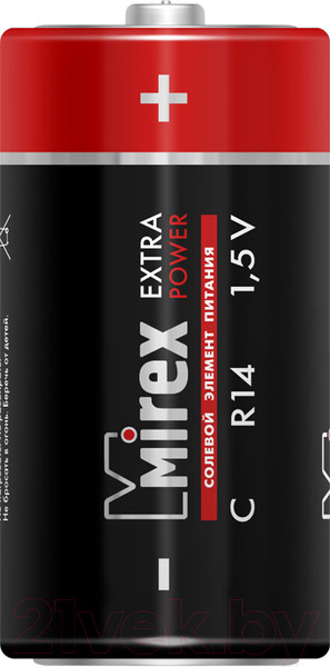 Изображение товара Комплект батареек Mirex R14 C 1.5V / 23702-ER14-E2 (2шт)